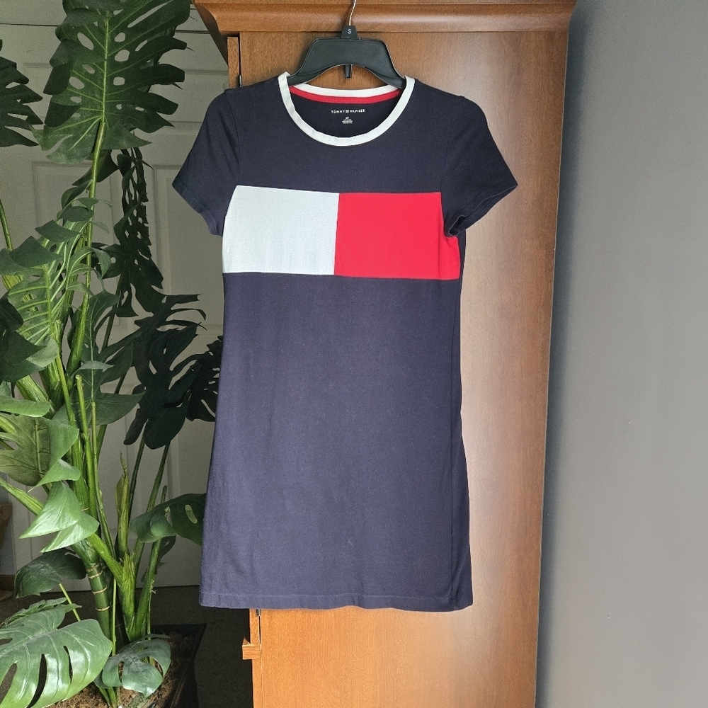 Tommy Hilfiger Red White And Blue Color Block Dress